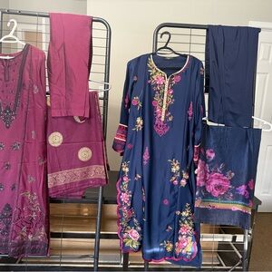 Limelight Navy & Magenta Embroidered Lawn Dress Set